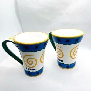 Kamora Coffee/Tea Mug/Cup/Glass - Blue White Yellow Spiral Swirl - 4.5" Height!